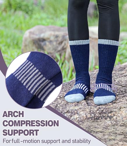 Image of DYW Womens Merino Wool Hiking Socks Thermal Warm Winter Boot Crew Socks Cushion Work Walking Gift Socks 5 Pairs