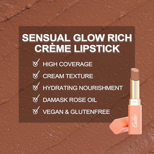 9. Bild von Oulac Orange Pflegender Lippenstift - Matte mit Satin Finish Lippenstifte, Cremige Textur, Feuchtigkeitsspendender Lippen, Langanhaltender Hochpigmentiert, Mit Shea Butter, Vegane, 4g, SG10 Bailey