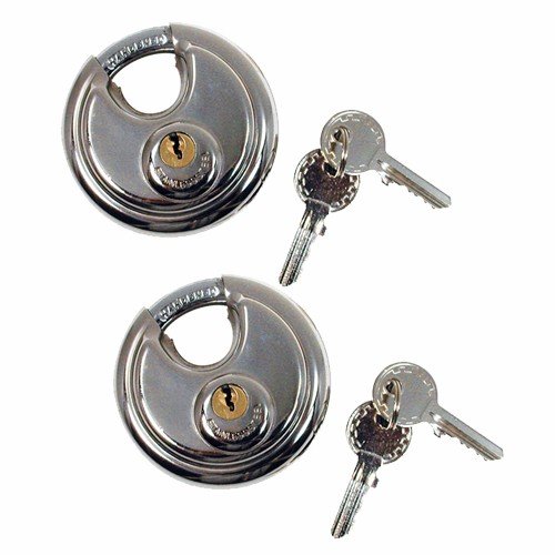 Image of Wideskall Heavy Duty 2-3 /4 inch inch Stainless Steel Disc Round Padlock (Pack of 2)