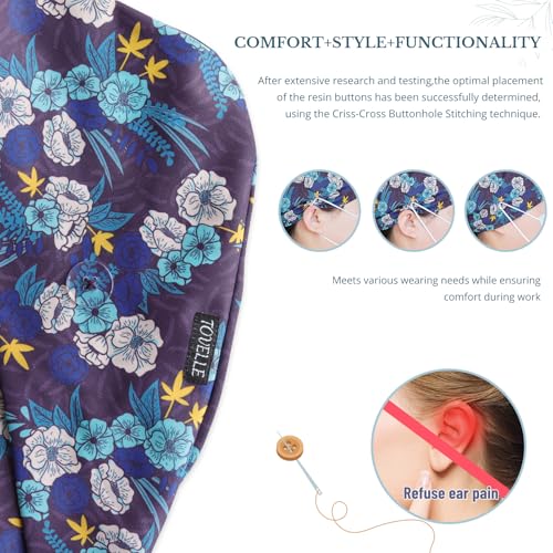 Image of Scrub Caps for Women with Buttons, Classic Surgical Caps