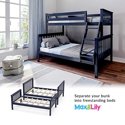 Max & Lily Bunk Bed, Twin-Over-Full Wood Bed Frame For Kids, Blue #TOP3