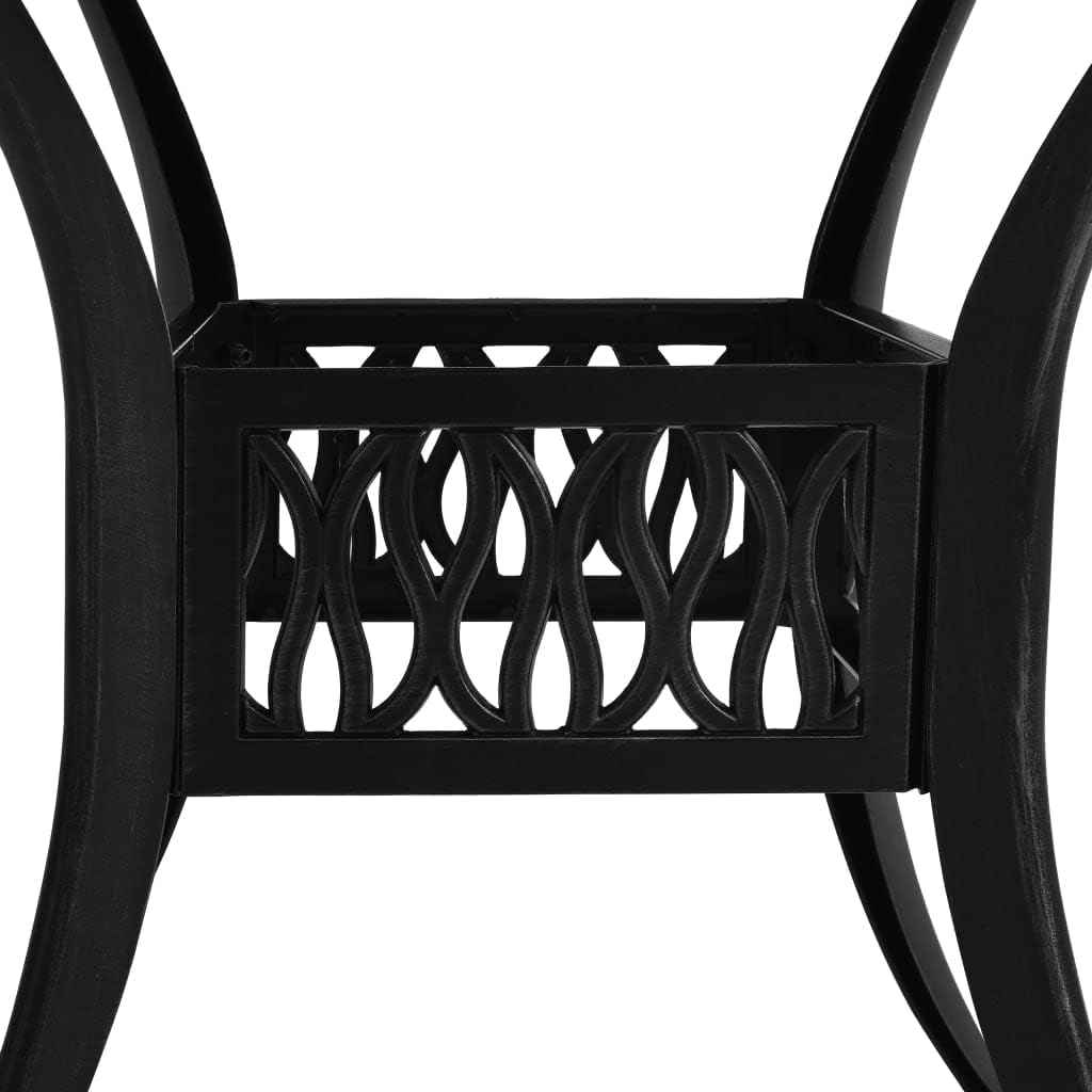 Black Cast Aluminum Garden Table Medium Round Patio Table Small Outdoor Bistro Table Durable Matte Finish Dining Table for Indoor Outdoor Use