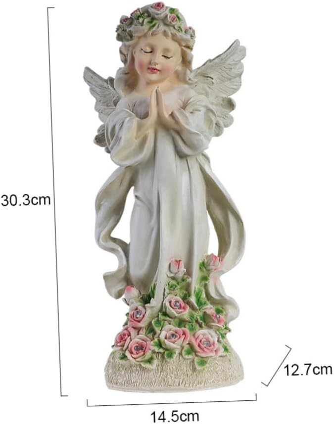 Mikikit Solar Powered Statue Light Outdoor Resin Figurine for Patio and Lawn Decor Garden Ornament for Illumination