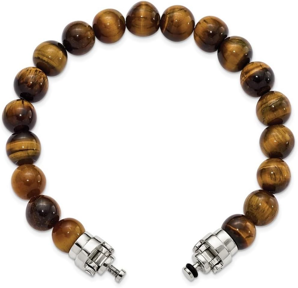 925 Sterling Silver Reflections 10mm Tigers Eye Beaded Bracelet Link Bracelet for Women - Image 5