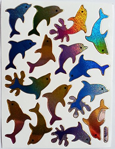 B2SEE Sticker Autocollants 2 Feuilles Les Dauphins 14 x 10 cm a Feuille