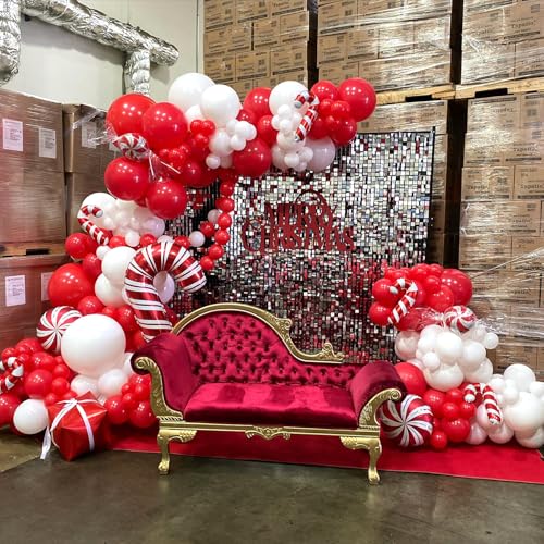 Image of YAOWKY Red and White Balloon Garland Arch kit,124PCS 18 12 10 5 Inch Matte Red Matte White Christmas Latex Balloons and Red Confetti Balloons for Wedding Birthday Party Valentine's Day Decoration