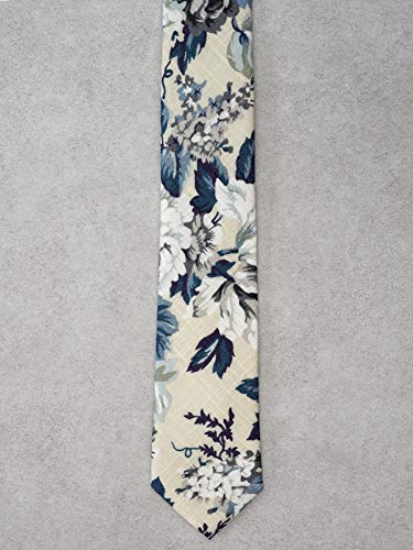 Conjunto de gravata floral skinny masculina casual com bolso floral quadrado 6,3 cm de algodão feito