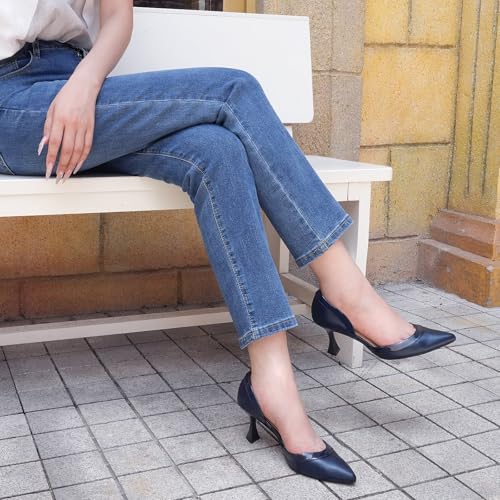Image of JENN ARDOR Women's Pumps Low Heels Pointed Closed Toe Kitten Dress Shoes for Women Comfortable Stiletto Heeled Sandals Classic Wedding Party D'Orsay Work Pumps