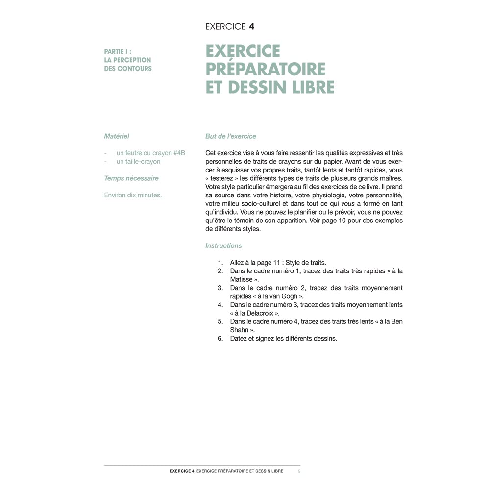 Dessiner grâce au cerveau droit - Livre d'exercices