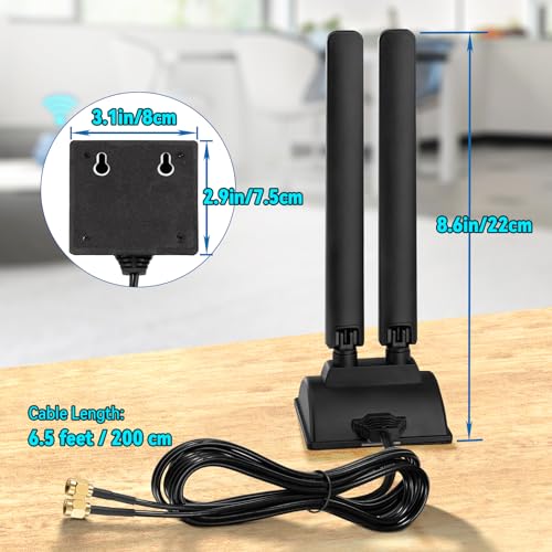 Eightwood Antena WiFi 6E de Triple Banda 2.4GHz 5GHz 6GHz RP-SMA Antena Base magnética para PC de Escritorio PCI-E 6E Tarjeta Bluetooth Adaptador WiFi USB Router inalámbrico - imagen 5