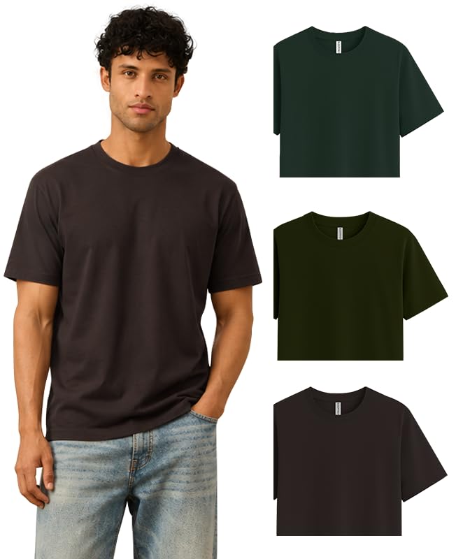 Image of Sleepynuts Men's Everyday Wear Crew Neck Regular Fit T-Shirt | Half Sleeve Solid Plain Casual T-Shirt for Men | Soft Breathable Fabric |