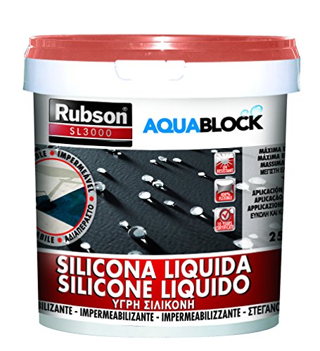 Rubson Aquablock SL3000 Silicona Líquida teja, impermeabilizante líquido para prevenir y reparar goteras y humedades, silicona …