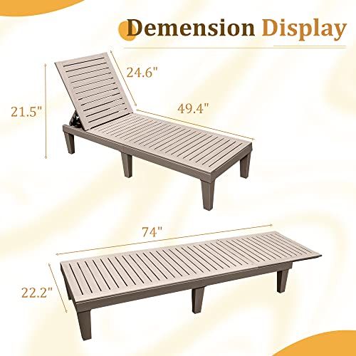 Flamaker Chaise Lounge Outdoor Pe Waterproof Lounge Chairs With 5-Position Adjustable Backrest Easy Assembly Pool Lounge Chairs For Patio, Lawn, Beach #TOP2