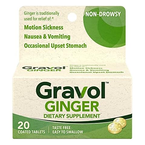 Gravol Ginger Tablets for Upset Stomach and Nausea, 20ct​ Cover