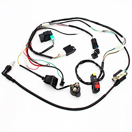Full Wiring Harness Loom Solenoid Coil Regulator 50cc 70cc 90cc 110cc 125cc Dirt Pit BIke Electric Start Engine