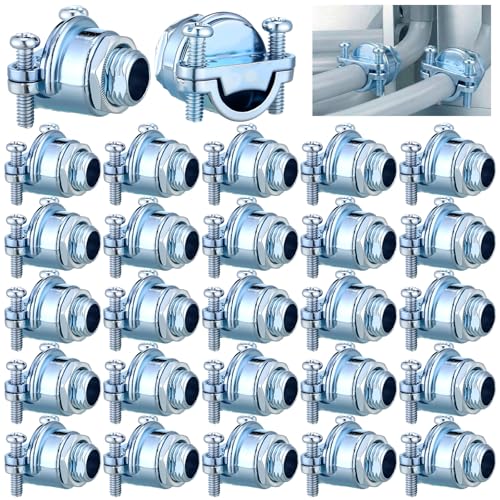 Saysurey 20 Pcs Nm Clamp Type Cable Connectors 1/4 Inch Metal