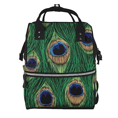 Sac à dos ordinateur et langes plumes de paon TGMALL pour le travail et les sorties bébé