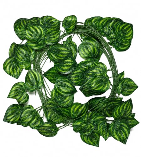 Image of Artificial Hanging Vine Garland 2.4m (Pack of 12) | Realistic Watermelon Leaf Creeper for Home, Balcony, Wall Decor, Wedding Decoration, Event Backdrop & Party Decoration