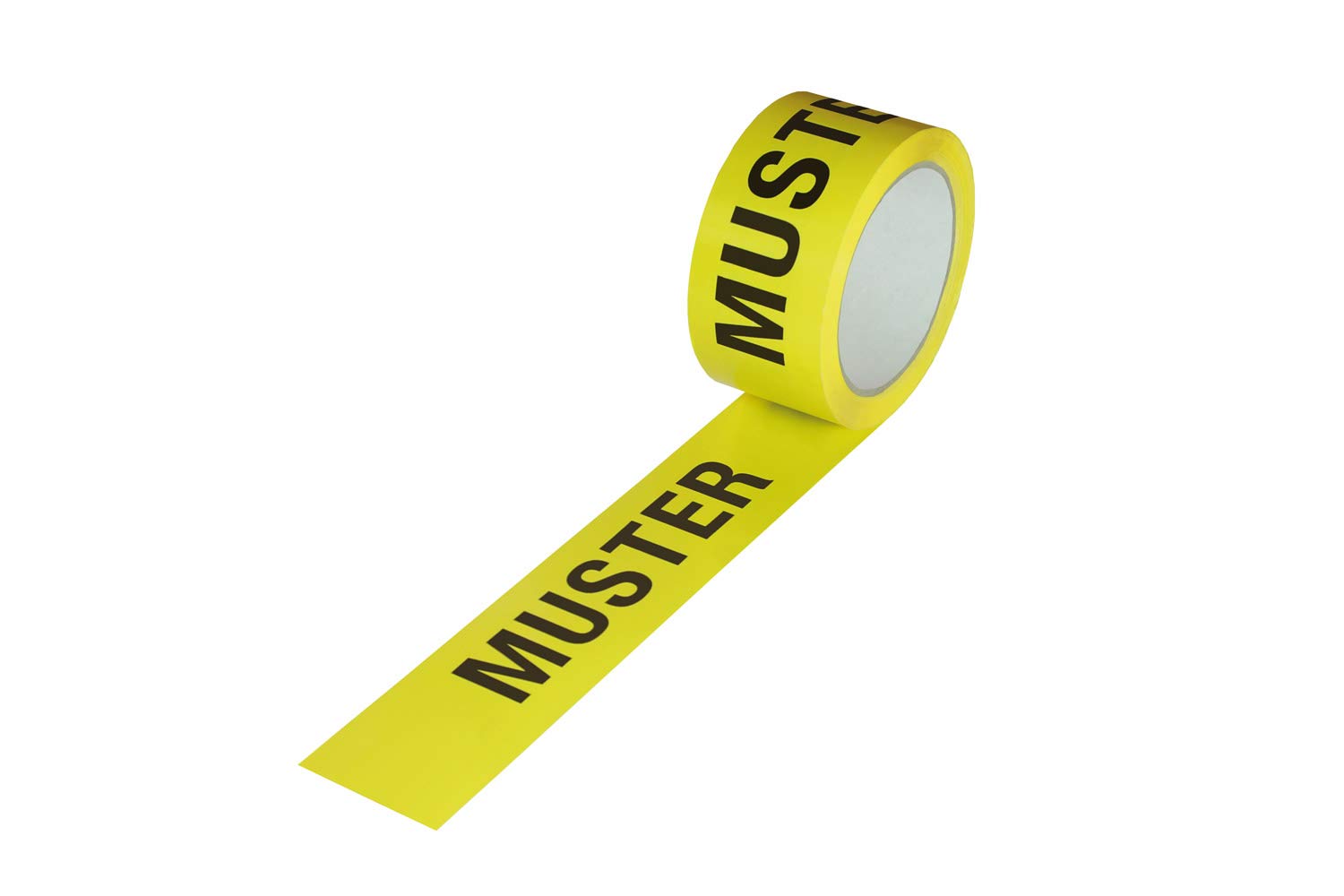 6 Rollen ISO Kennzeichnungsband, 50mm breitx66lfm, 52µ, PP-Band, gelb, mit Aufdruck "Muster", nach DIN EN 9001, Acrylatkl.