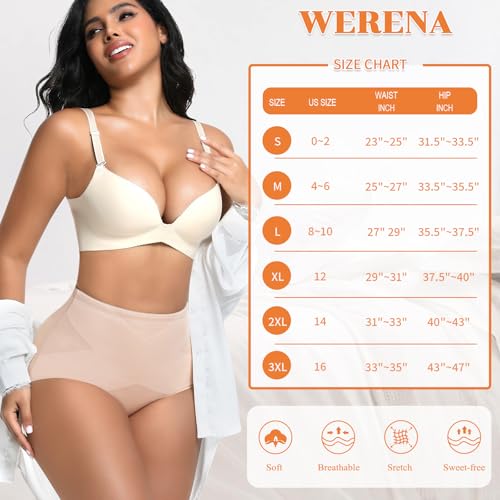 Image of Werena Tummy Control Shapewear Panties for Women Panty Girdle High Waisted Body Shaper Cross Shaping Underwear