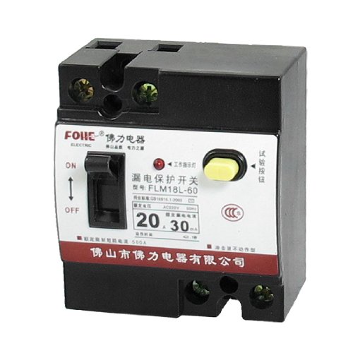 Interrupteur Marche/arrêt AC 220V 20A disjoncteur fuite FLM18L-60