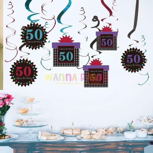 Image of Wanna Party 50Th Birthday Swirl Decoration (Pack of 12),Multicolor
