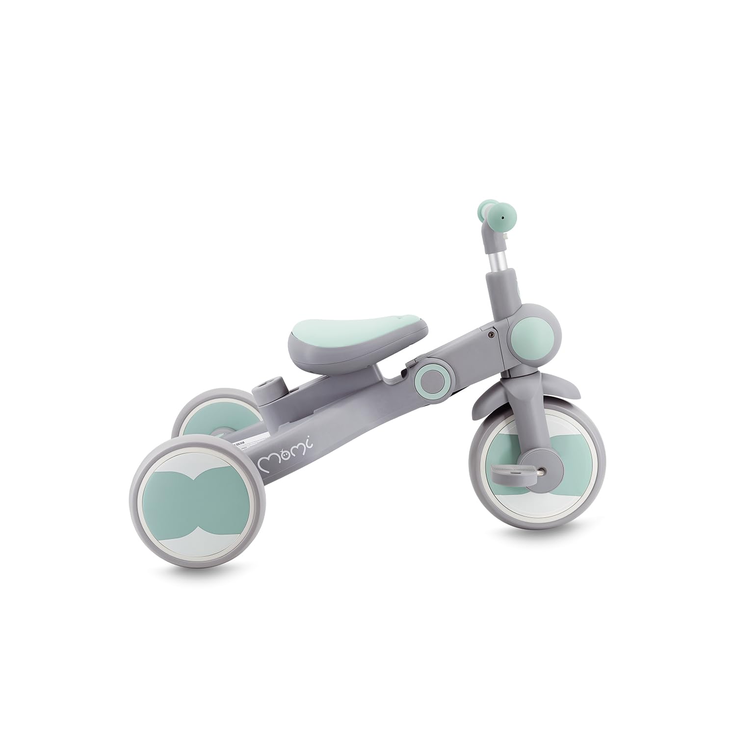 Triciclo per bambini MoMi 4in1 SOLIVIA con manubrio telescopico, cinture di sicurezza a 5 punti, per bambini a partire da 12 mesi, con capottina parasole, ruote in PU, borsa e portabicchiere