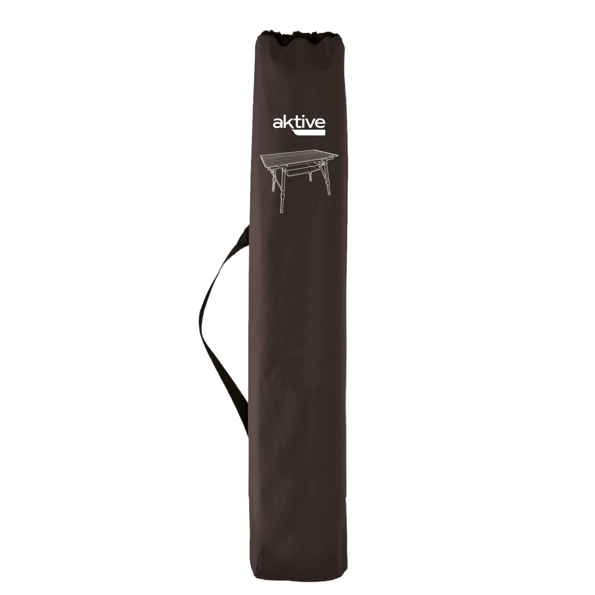 AKTIVE Tavolo pieghevole, 90x51x45/70 cm, gambe telescopiche, fermi antiscivolo, piano e telaio in alluminio, supporto 30 kg, rete rimovibile, tavoli pieghevoli, campeggio, spiaggia, picnic (63052)