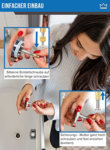 FEINER® [2-TLG.] Badewannenstöpsel Universal Passform - Badewannen Stöpsel Verschluss Ø 72 mm - Rostfrei Verstellbarer Stöpsel Badewanne - für Jede Badewanne Dicht + GRATIS Alternativdichtung