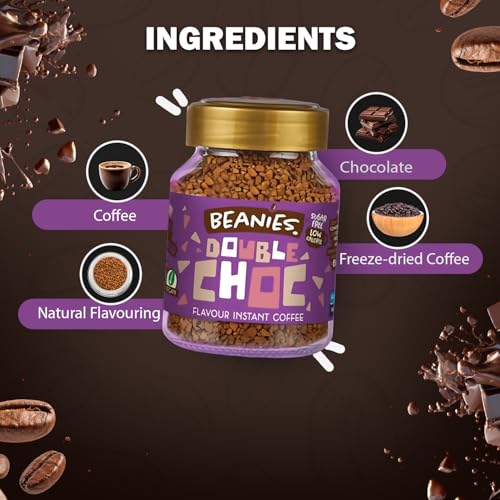 Image of Beanies Double Chocolate Flavoured Instant Coffee | 50g | Freeze Dried Coffee with Rich Double Chocolate (Pack of 3)
