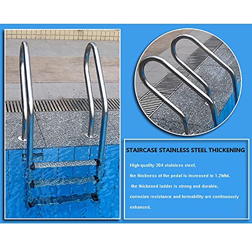 Escalera para piscina de acero inoxidable con 3 peldaños antideslizantes miniatura 2