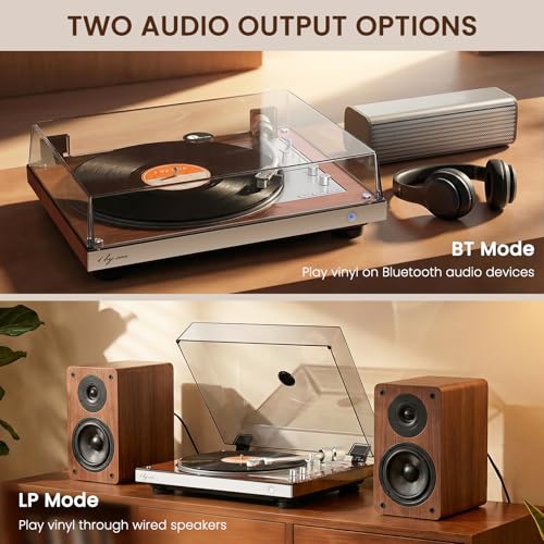 Image of 1 BY ONE Fully Automatic Belt-Drive Turntable, Wireless Vinyl Record Player with Automatic Repeat Function, Remote Control, Phono Preamp, AT-3600L Cartridge, 33 /45 RPM