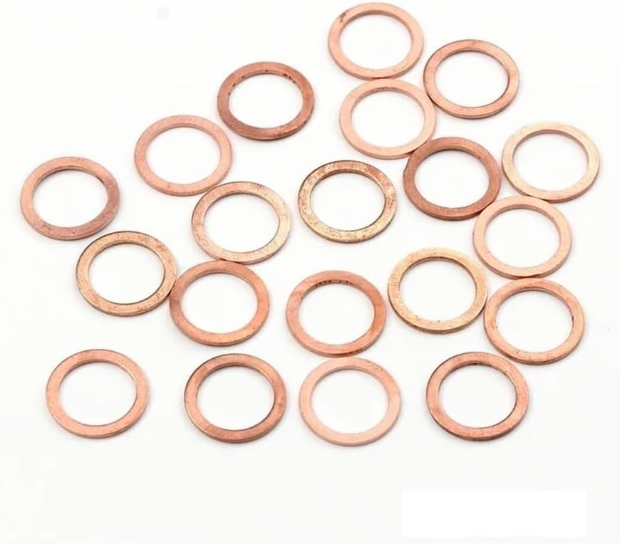Washers Assorted Washers 10/50PCS Solid Copper Gasket Rings Flat Ring Seal Sump Oil Seal Fittings Washers Fastener Hardware Accessories Fastener Washers(M8x 14x 1)