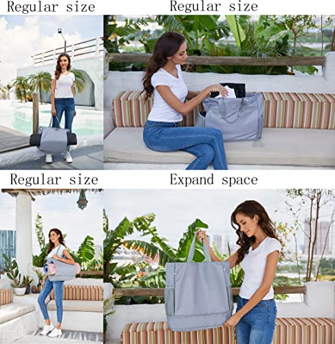 Fatolxx Women Yoga Tote Carrier Gym Bag - Waterproof Yoga Mat Holder Bag Wet Zipper Pocket For Swimming Casual Overnight Weekender (Grey) #TOP4