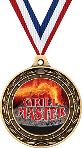 Grill Master Gold Duo Medal, 3" Grilling Competition Prizes, BBQ Trophy Medal Awards
