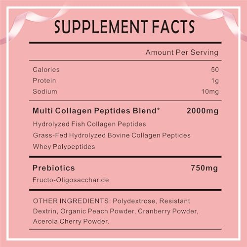 Multi Collagen Peptides Powder for Women and Men - Type I, II, III, V, X - Hydrolyzed Collagen Peptides, Supports Skin Hair Nail & Joint, Grass-Fed, Non-GMO, 30 Packets - Image 3