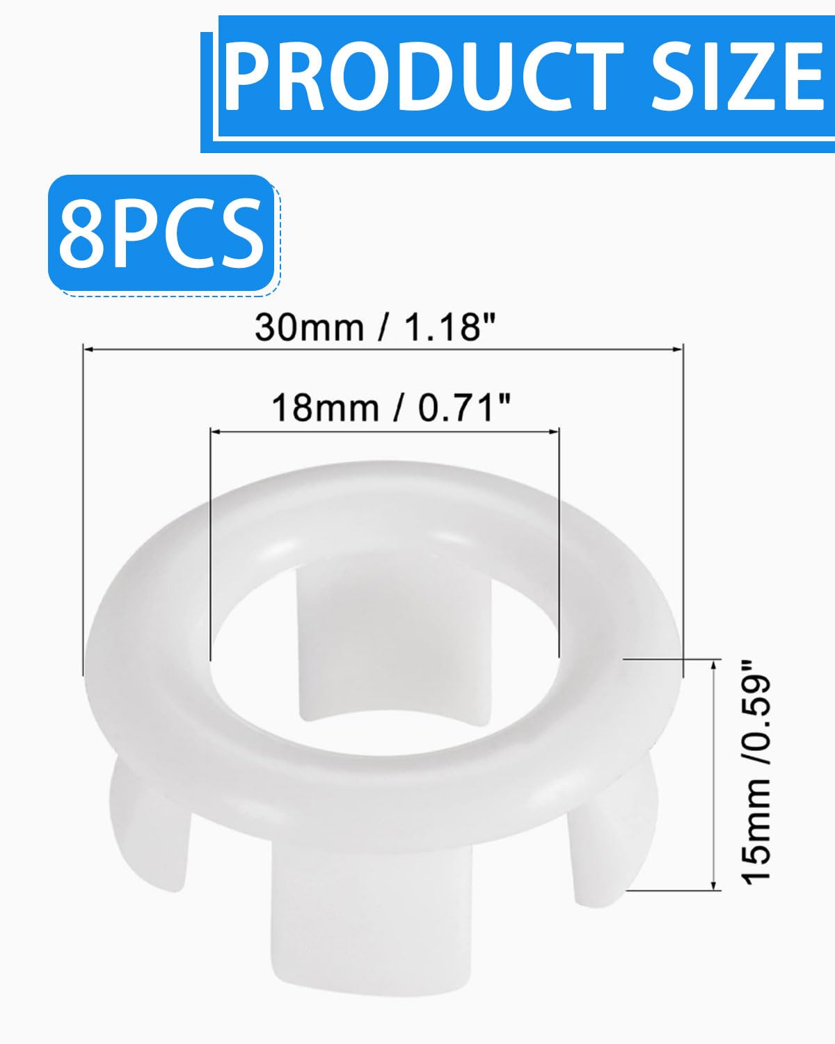 Anelli Di Troppo Pieno Per Lavandino - Set Da 8 Coperture Plastiche Universali, Nero/Bianco