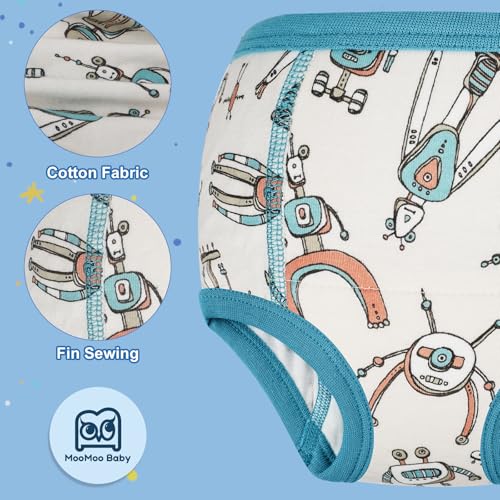 Image of MooMoo Baby Absorbent Potty Training Underwear Cotton Pee Pants for Boys 3T | Breathable,Washable and Reusable, Daytime Potty Training