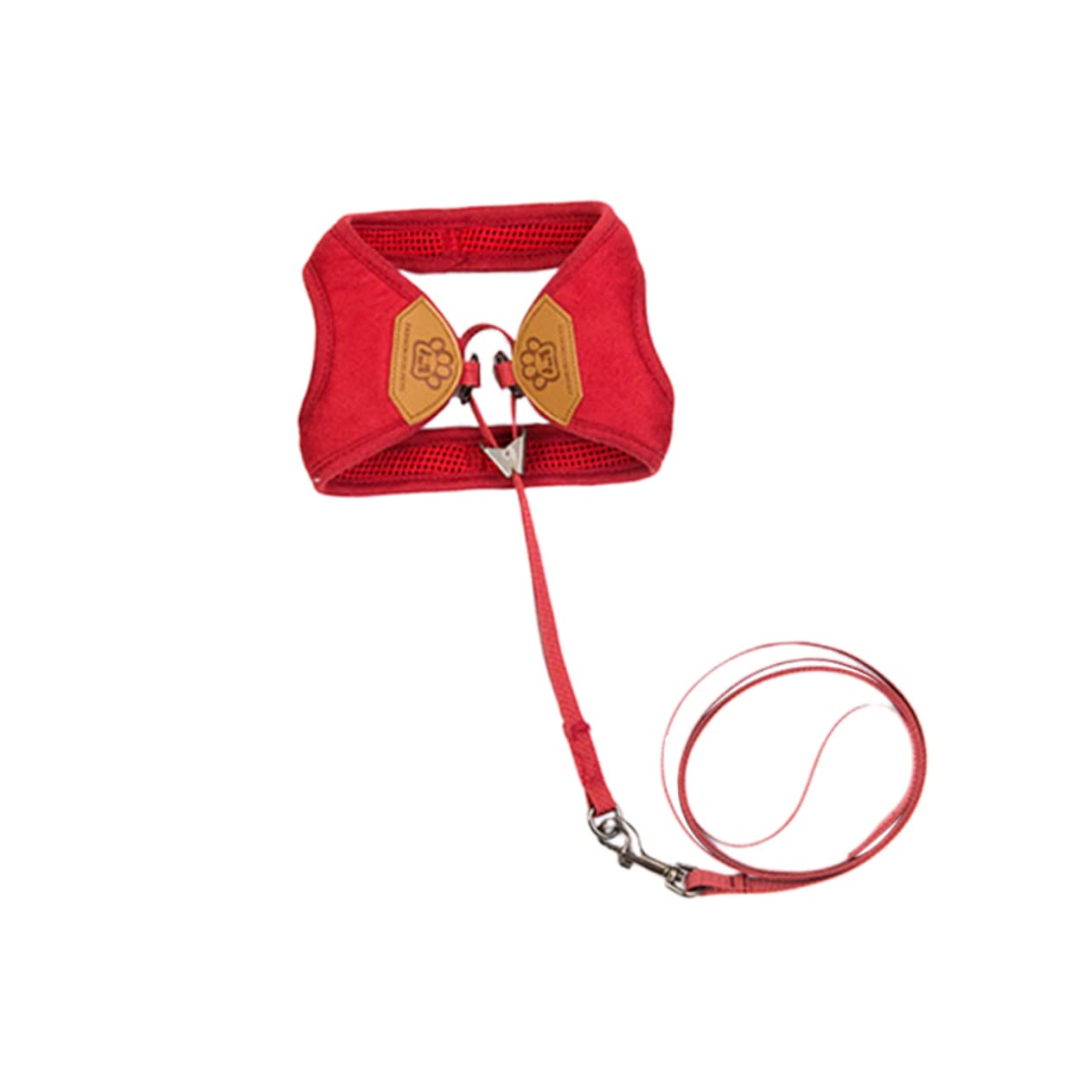 VANZACK 3piezas Arnés Dull Polish para Gatos y Perros Correa y Cómodo Color Rojo Oscuro para Paseos Seguros y Estilosos