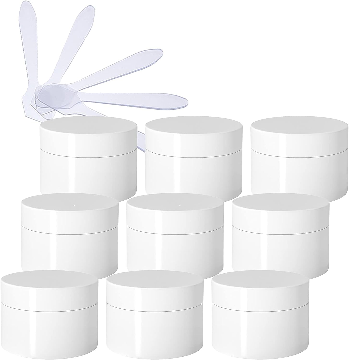 FLYIODFCXV cosmetic jar, Pack of 24, Empty Thick Glossy with Screw Lid, Inner Liner, Sample Bottles Travel + 24x Spatulas(50ml)