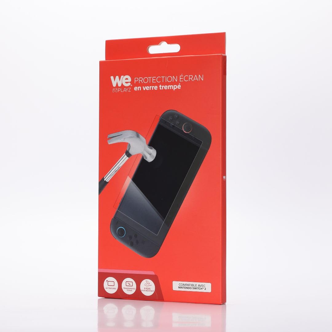 WE Pellicola proteggi schermo per Nintendo Switch 2, design in vetro temperato 9H, antigraffio, trasparente totale