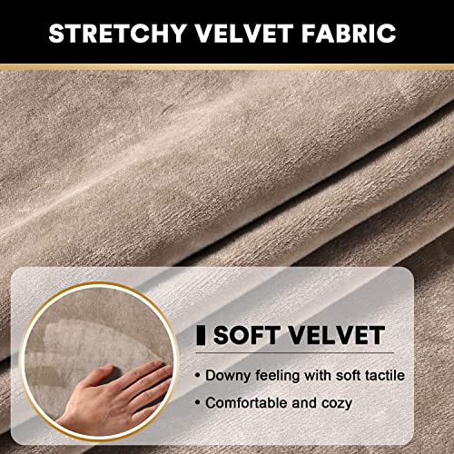 Housses de coussin de canapé extensibles velours taupe lot de 2