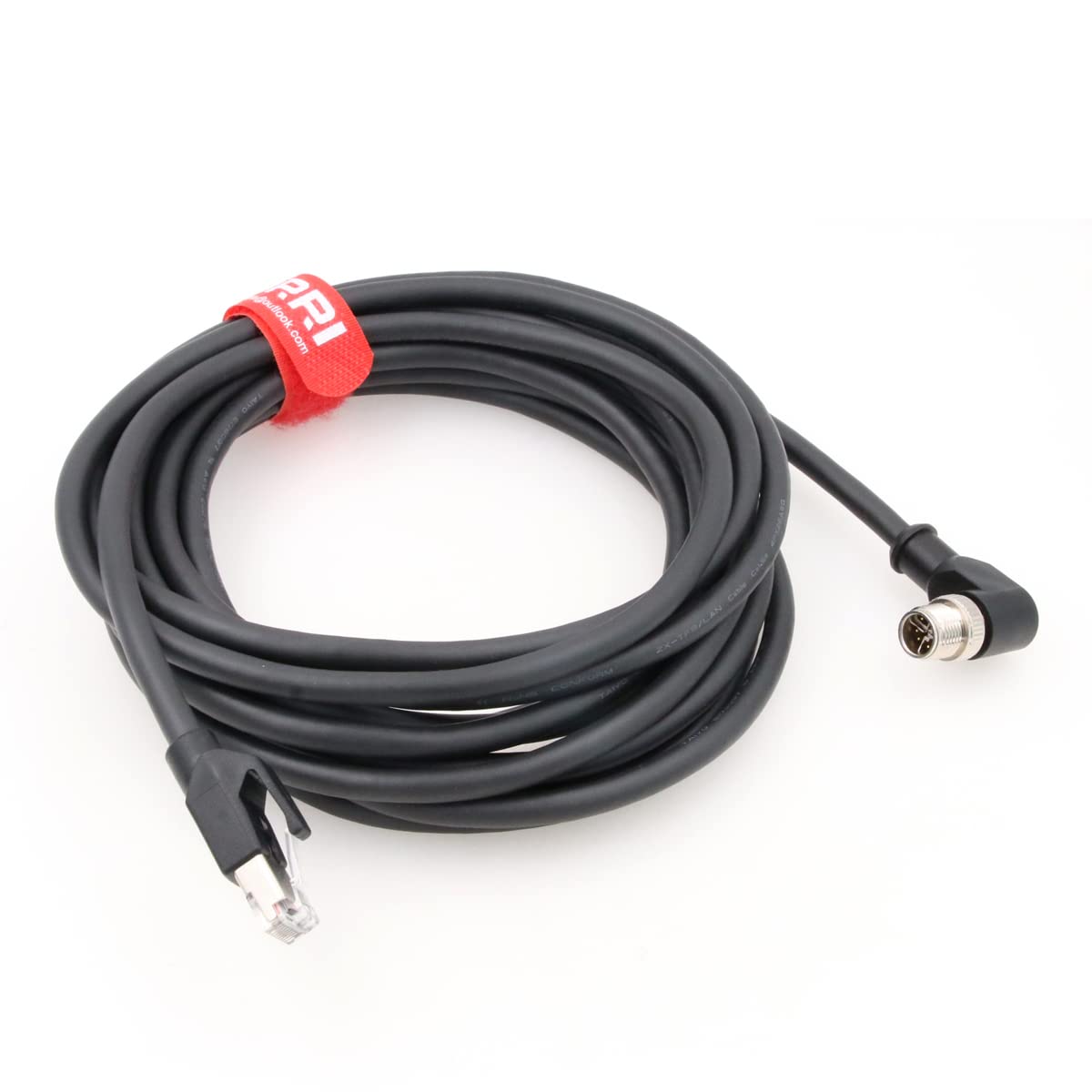 Câble Ethernet Cat6 à angle de 90° M12 à code X 8 broches vers RJ45 pour applications réseau industrielles (5 m)