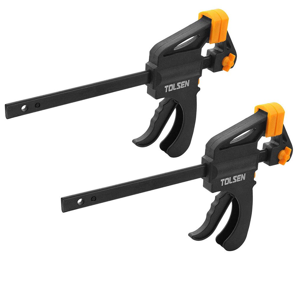 Tolsen Quick Release Ratchet Clamp 150mm (6")- Heavy Duty Woodworking Quick Grip F Clamps - 2 Pack