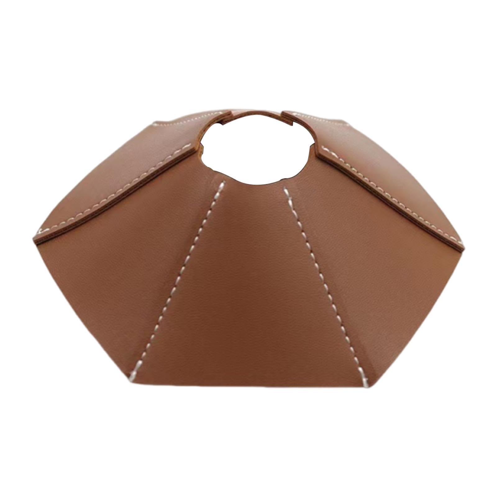 Vaveren Camping Lantern Lampshade Vintage Decoration PU Leather Elegant Portable Lantern Lampshade for Backyard Gathering Backpacking, Brown