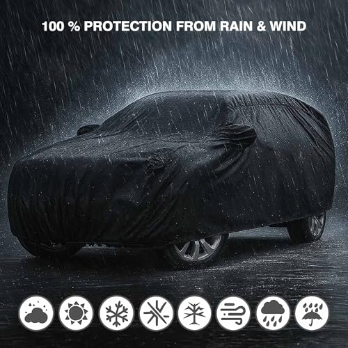 Image of Sulfar 100% Waterproof Car Body Cover Compatible with Mirror for Ford Fiesta Classic (Triple Stitched, Full Bottom Elastic, Black-TB)