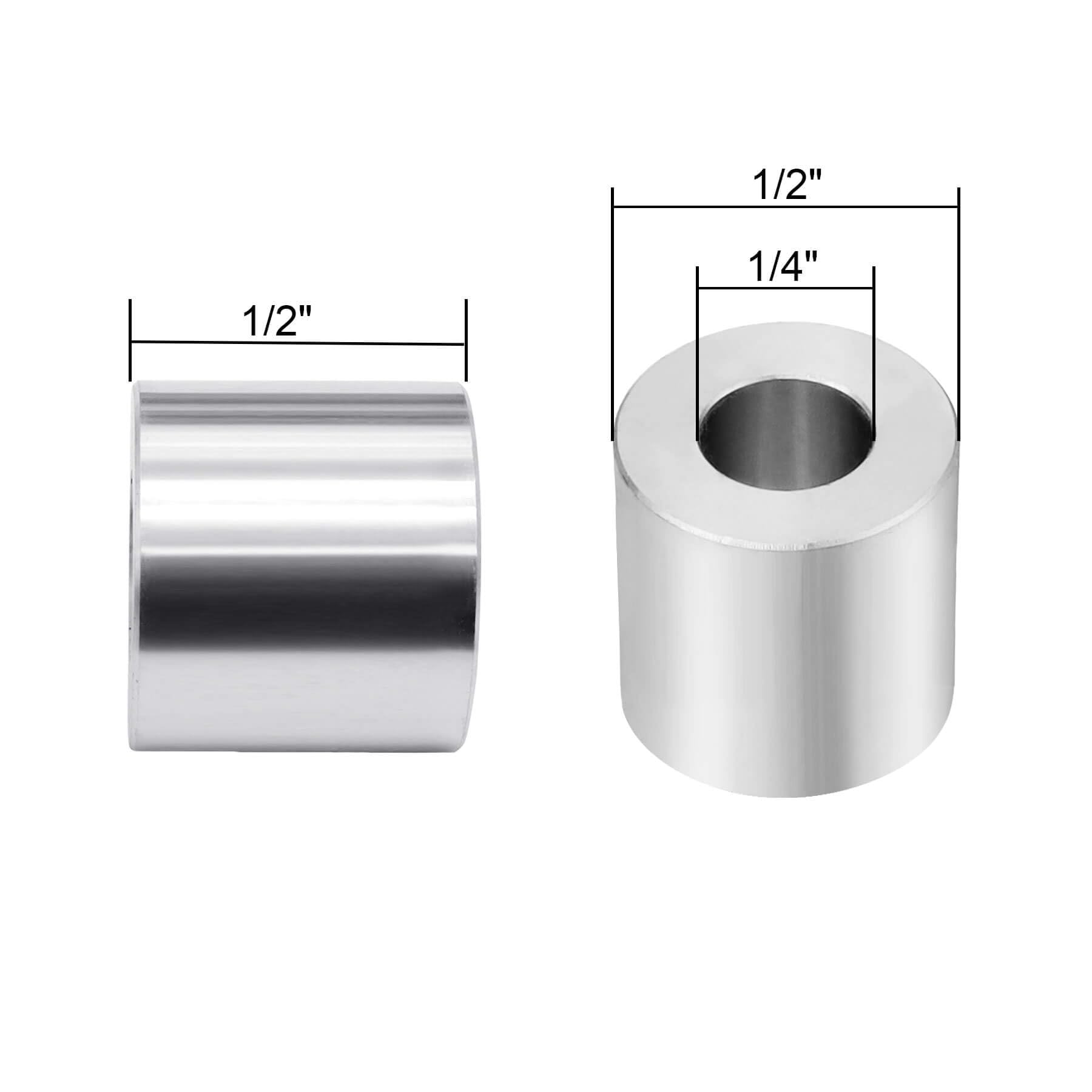 Sysarua 25pcs Aluminum Spacers 1/2-in O.D. x 1/4-in I.D. x 1/2-in Length Smooth Spacer Bushings