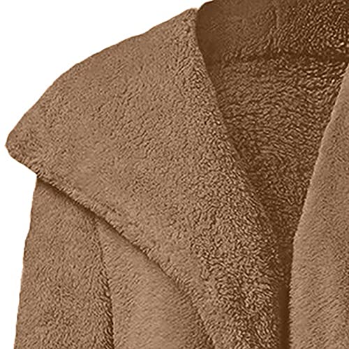 Winter Coats For Women,2022 Trendy Plus Size Fuzzy Fleece Lapel Open Front Long Cardigan Coat Faux Fur Teddy Plush Fluffy Comfy Thicken Warm Winter Jackets Outwear (Brown,Xl) #TOP5