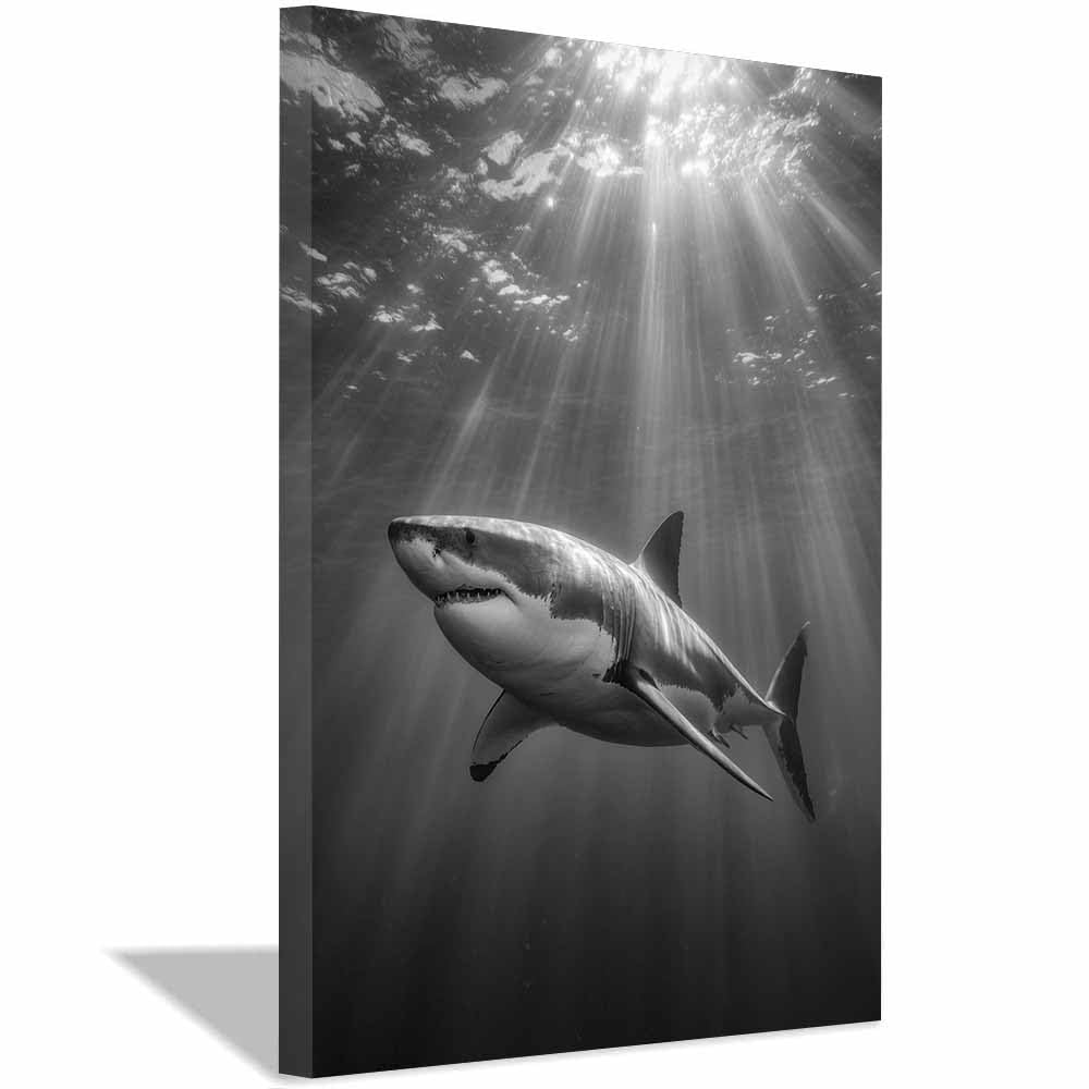 Décoration Murale Amusante Requin Blanc Toile Océan 60x90