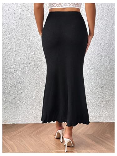 Floerns Women's Plus Size Summer Long Skirts Lettuce Trim Fishtail Hem Bodycon Skirts3